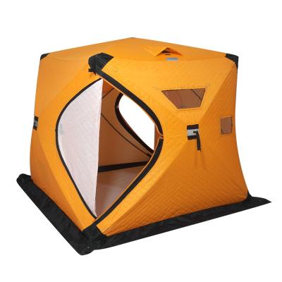 China Diagonal tying type sandwich insulated ice fishing instant tent 4 person camping cube tent setup kube tent for winter for sale