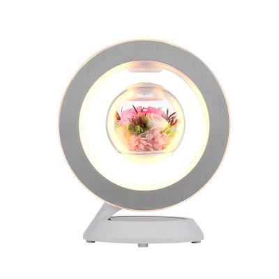 China Longlife Promotional & business Gifts Magnetic Levitation Floating Eternal Rose Flower Led Rotating Smart Lamp Mother's Day Gift for sale