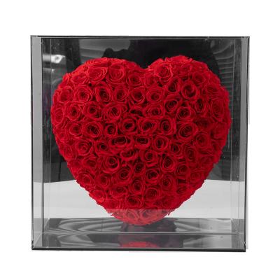 China Longlife The latest popular timeless stable heart-shaped preservation rose mirror box for sale