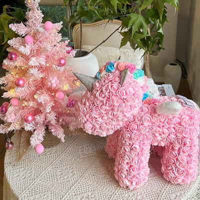 China Longlife Artificial flower Unicorn PE foam rose bear to send girlfriend birthday Valentine gift eternal flower for sale