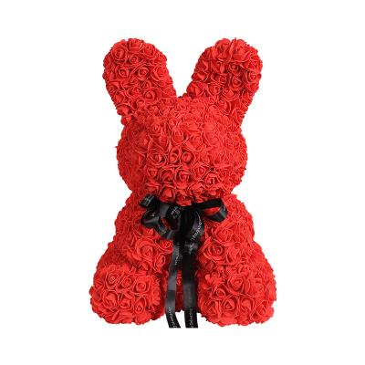 China Longlife Christmas gift Permanent Flower Rose Rabbit Valentine gift Confession Rose Rabbit foam flower rabbit for sale