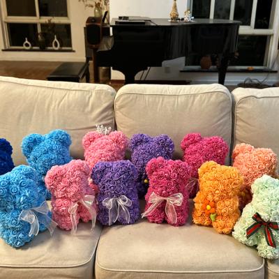 China Longlife Cute Valentines Day Gift PE Handmade Wedding Artificial Foam Flower Teddy Bear Rose Bear for sale