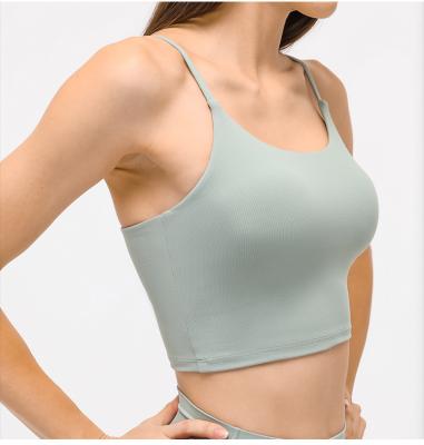 China Breathable Free Sample Padded Candy Color Basic Fitness Crop Tops Slim Sexy Sports Bra Ladies Yoga Women Gym Wear Elastic Workout Tank Tops for sale