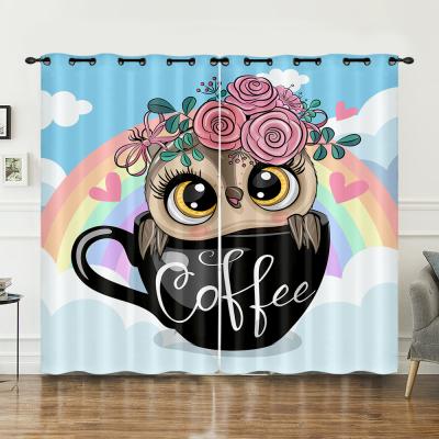 China Blackout Beautiful 3d Printing Shading Curtains Cartoon Owl Series Curtains, Bedroom and Living Room for sale