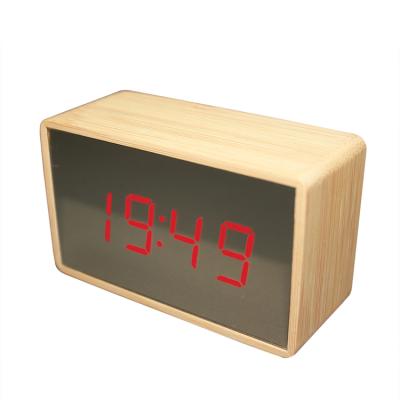 China LUMINOVA home decor rectangle mirror surface wood desk digital led alarm clock for living room for sale