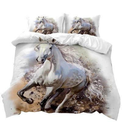 China Liveable Horses 3d Printing Bedding Set Digital Printing Wholesale Home Textile Products Duvet 3 Sets for sale