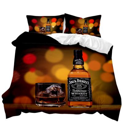 China Wine bottle model 3d bedding viable high quality bedding set quilt cover pillow case bedding sheet 3 piece set for sale