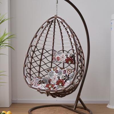 China Contemporary Casual Outdoor Hanging Single Chair PE Rattan Wicker Swing Chair for sale