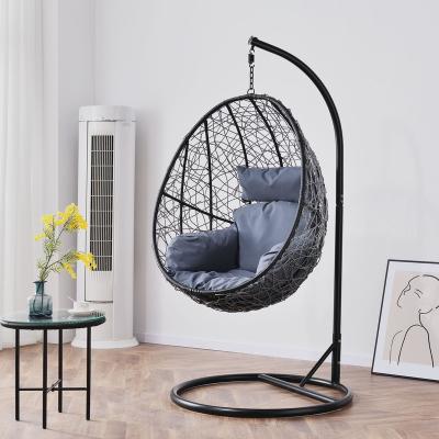 China Contemporary Patio Swings Rattan Single Hanging Chair Swing Hammock Egg Chairs Outdoor Furniture for sale