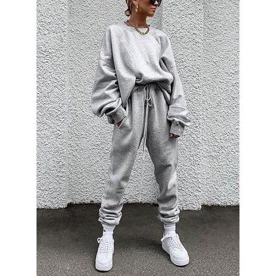 China Breathable Wholesale Loose Workout 2 Pieces Sets Long Sleeves Round Neck Solid Women Casual Set for sale