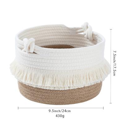 China Decorative Cotton Rope Storage Basket Diaper Cover Magazine Storage Basket Decorative for sale