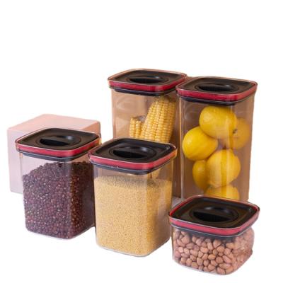 China Freshness Preservation Food Kitchen Grain Storage Box Jar Kitchen Jars Storage Plastic Storage Container Jar Black for sale