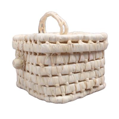 China Corn Husk Storage Wicker Frame Storage Basket Large Capacity Straw Viable Weaving Basket for sale