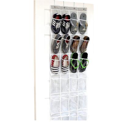 China Folding Handbag Organizer Closet Storage Bag Shoe Organizer 24 Lattice Door Hanging Bags Behind for sale