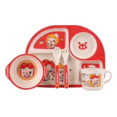 China Sustainable Eco-Friendly Kids Tableware Baby Bamboo Tableware Bamboo Tableware Set For Kids for sale