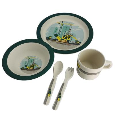 China Best Selling 5pcs Kids Dinnerware Set Bamboo Fiber Dinnerware Dish Sets Dinnerware Sets Luxury for sale