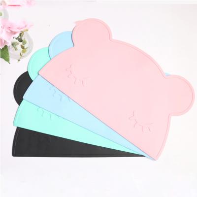 China 100% Viable Bear Mats Kids Place Mats Waterproof Food Grade Silicone Mat Silicone Foldable Place Mats for sale