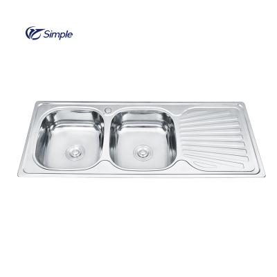 China Without Faucet South Africa With Trash Can Double Bowl Two Bowl Kitchen Basin Kitchen Sink Stainless Steel Sink for sale