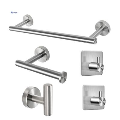 China Viable Wholesale Modern Wall Mounted Chrome Matt Silver Stainless Steel Luxury Bathroom Accessories Set for sale