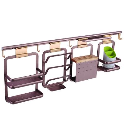 China Sustainable Wholesale Wall Mount Aluminum Kitchen Accessories Rack Kitchen Dish Storage Rack for sale