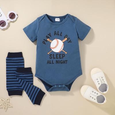 China New Style Short Sleeve Baby Clothes 100% Cotton Newborn Short Sleeve Unisex Baby Rompers With Socks for sale