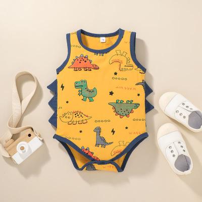 China Sleeveless Summer Newborn Infant Baby Clothes Cotton Dinosaur Toddler Overalls Jumpsuits Baby Rompers for sale