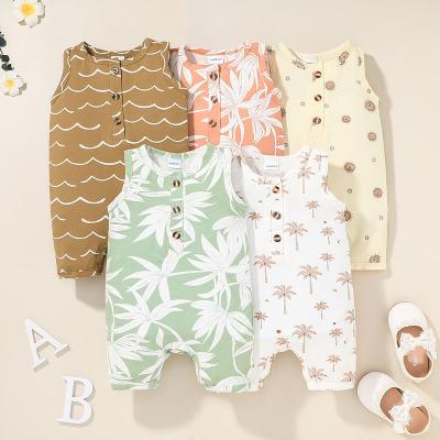 China 2021 Infant Flower Cotton Baby Toddler Baby Rompers Sleeveless Newborn Rompers Baby Rompers Overalls for sale