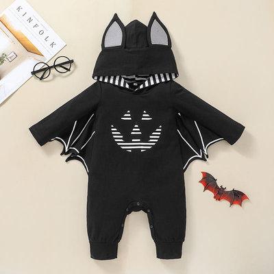 China Wholesale Cotton Halloween Winter Long Sleeve Long Sleeve Rompers Bat Baby Boy Overalls for sale