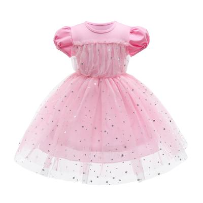 China Breathable Summer Girls Dresses Short Sleeve Star Kids Brithday Dresses For Girls 3-10yrs for sale