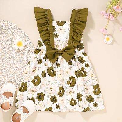 China Breathable Girls Clothes Summer 2021 New Princess Dresses Flying Sleeve Floral Children Dress Girls Dress Children Clothing for sale