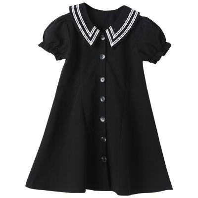 China Wholesale Breathable Children Wear Girl Dress Solid Black School Girl Dresses 10 Year Old For Party for sale