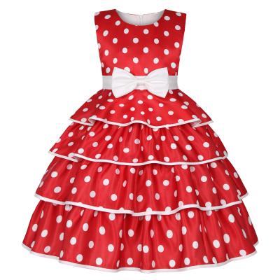 China Wholesale Breathable Kids Wear Girl Dress Polka Dot Christmas Princess Dresses 10 Year Girl For Party for sale