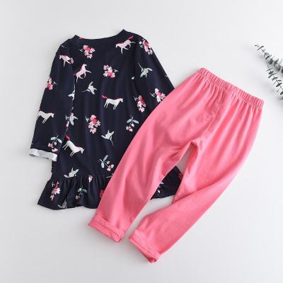 China Breathable Kids Wear Boutique Girls Fall Long Sleeve Unicorn Floral Tops And Solid Pants Kids Girl Dress Sets for sale