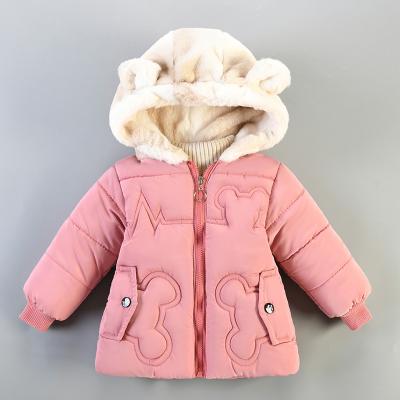 China Children Windproof CottonThickened Down Warm Girls Winter Jacket Baby Clothes Zipper With Hooded Outwear for sale