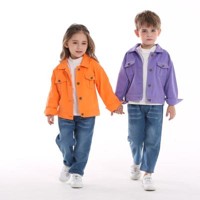 China Sustainable Autumn Winter Kids Clothing Boys Denim Jacket Unisex Velvet Little Girl Solid Jackets And Coats for sale