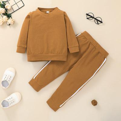 China Wholesale Casual Children's Designer Clothing Soild Two Piece Hoodies Pants Kids Boys Clothing Set for sale