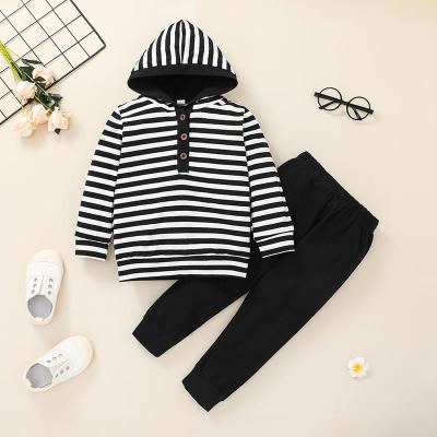 China Wholesale Kid Casual Clothing Long Sleeve Striped Top Hoodies And Pants New Boys Casual Clothing Set for sale