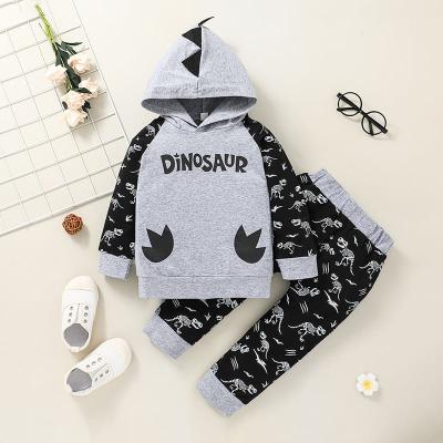 China Boys Autumn Winter Clothing Dinosaur Hoodie Casual Sweatshirt Pants Cotton Boys Clothing Two Piece Set for sale