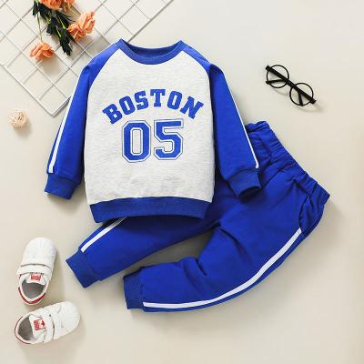 China Europe And America Boys Clothing Casual Cotton Long Sleeve Letter Hoodies Tops And Pants For Boy Set for sale