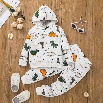 China New Arrival Casual Baby Boys Clothing Sets Dinosaur Print Hoodie Tops And Pants 2PCS Boys Fall Clothing Sets for sale