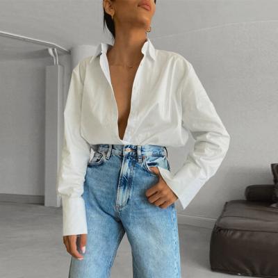 China New Arrival Breathable Long Sleeve Basic Solid Casual Shirts Fashion Women's Blouses And Shirts For Women for sale