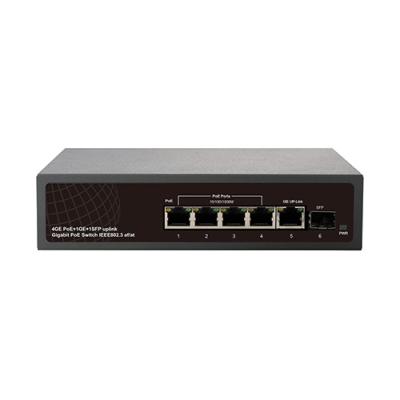 China POE 4 PoE ports / PoE+ switch (1 Gigabit Ethernet and 1SPF uplink) - 65W - 802.3af/at for sale