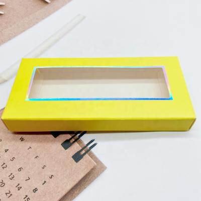 China Full Volume 25MM Light Yellow Mink Private Label Paper Eyelash Packaging Box for sale