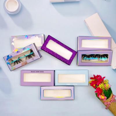 China Full Volume Designer Purple Paper Eyelash Box Customize Your Own Eyelash Box for sale