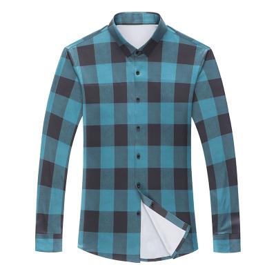 China 876 young and middle-aged men's straight tube-shaped shirt Dong Niu collar plaid shirt new autumn 2021 iron-free traceless wrinkle-free shirt for sale