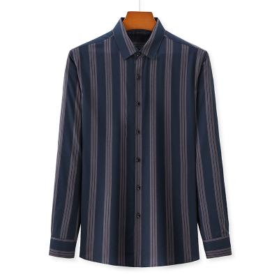 China Dong Niu Fall 2021 Viable Striped Shirt Vertical Men's Long Sleeve Cardigan Lapel for sale