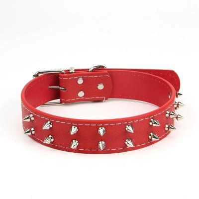 China Hot Selling Personalized Amazon PU Collar Metal Durable Punk Buckle Rivets Adjustable Rivets Soft Large Dog Collar for sale