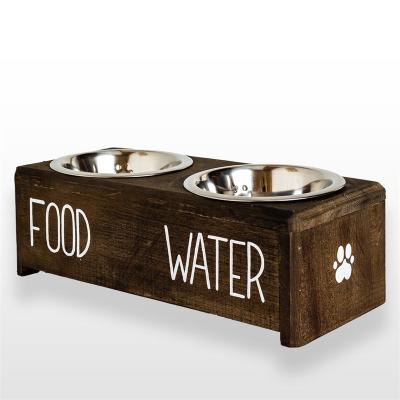 China Automatic Wholesale Custom Stand Handmade House Raised Cat Dog Food Bowl Pet Feeder New Design Wooden for sale