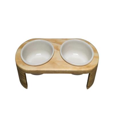 China Customized Wooden Design Automatic Cat Dog Home Pet Handmade Elevated Stand Food Bowl Feeder New for sale