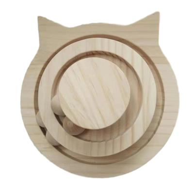 China Sustainable Eco-friendly Funny Balls Cat Toy Wooden Happy Interactive Pet Cat Toy Balls Turntable Turntable for sale